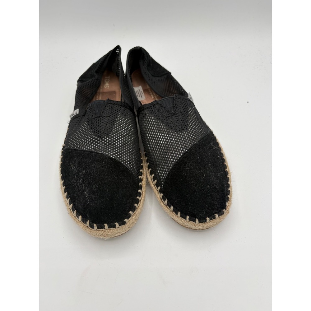 TOMS Womens Alpargata Mesh Suede Espadrille Slip On Shoes Black Size 10